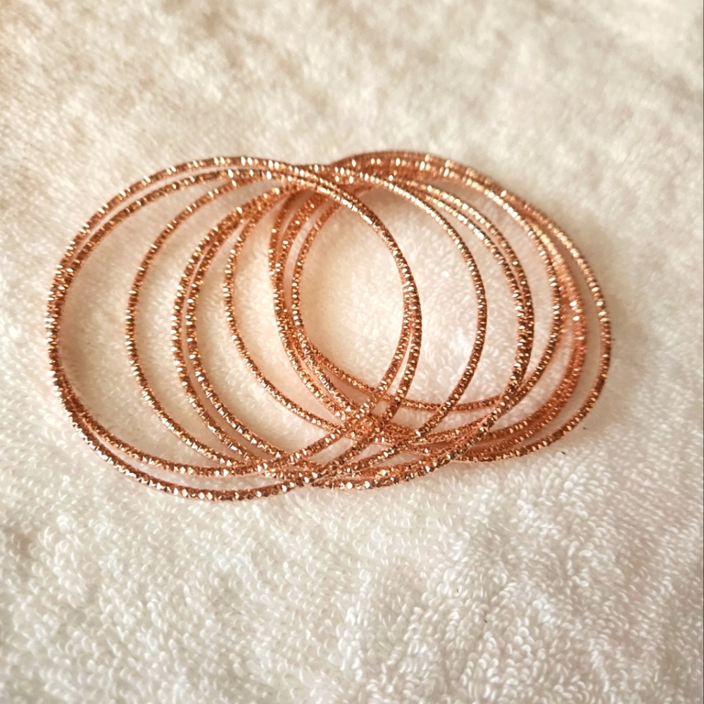 Elegant Rose Gold Bangle Set- A Set Of 10- Gorgeous - Picture 6 of 6